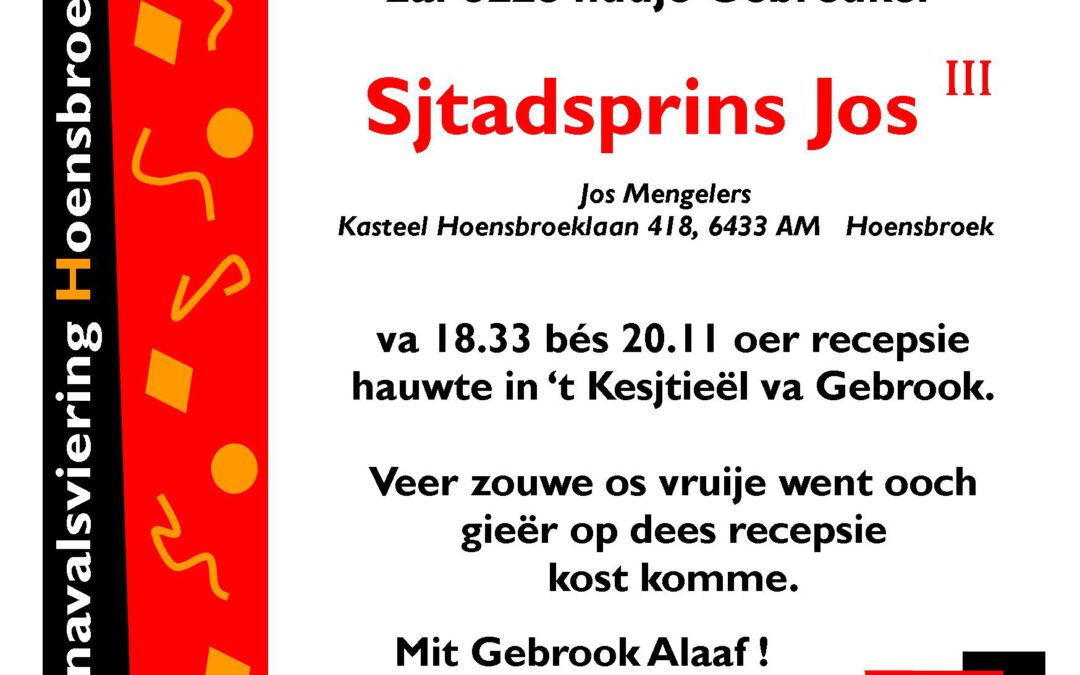 Receptie Sjtadsprins Jos III